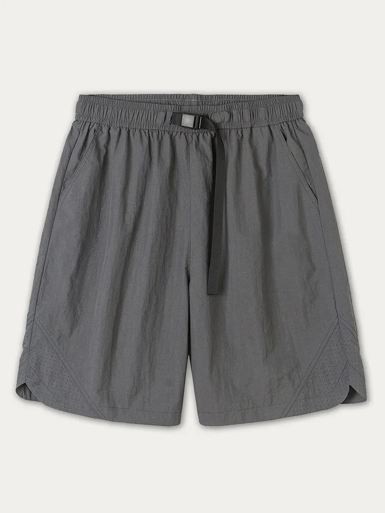 Casual Solid Color Drawstring Shorts