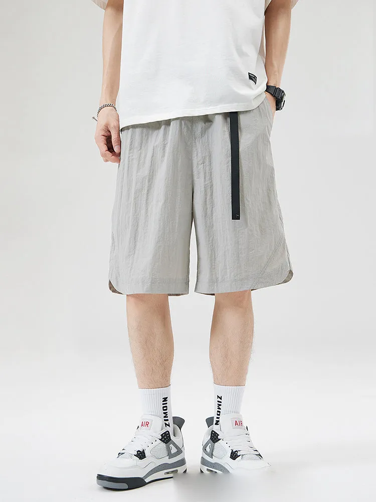Casual Solid Color Drawstring Shorts