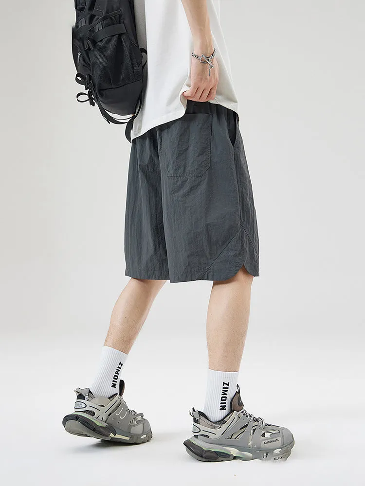 Casual Solid Color Drawstring Shorts