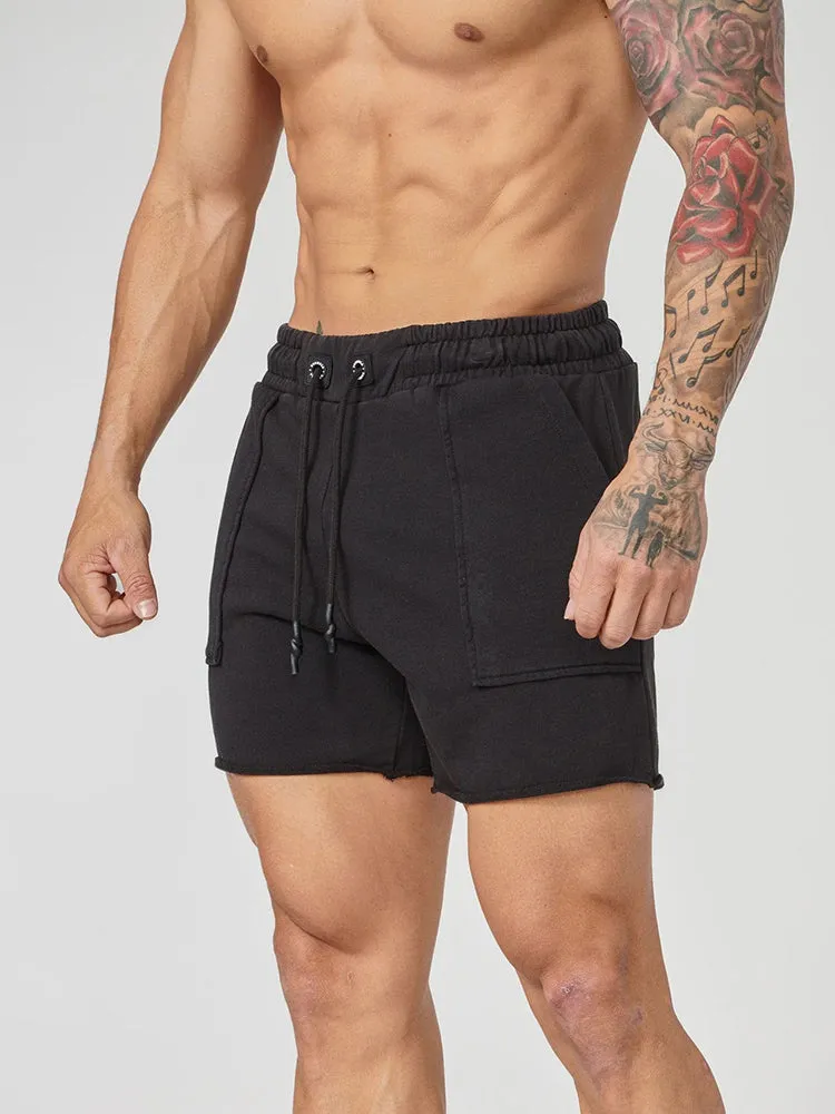 Casual Solid Color Drawstring Training Shorts