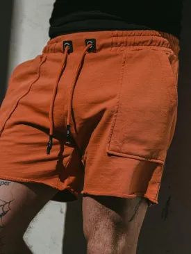 Casual Solid Color Drawstring Training Shorts