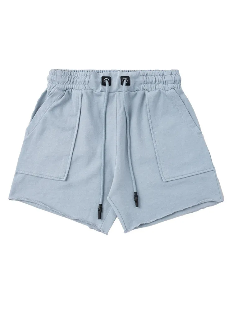 Casual Solid Color Drawstring Training Shorts