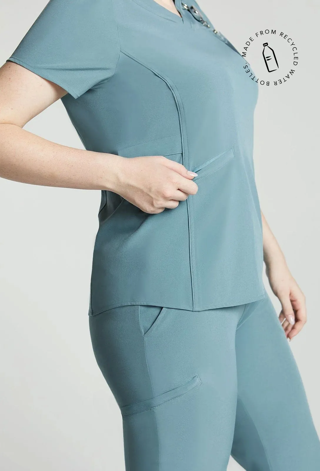 Emeline Zippered Pocket Scrub Top