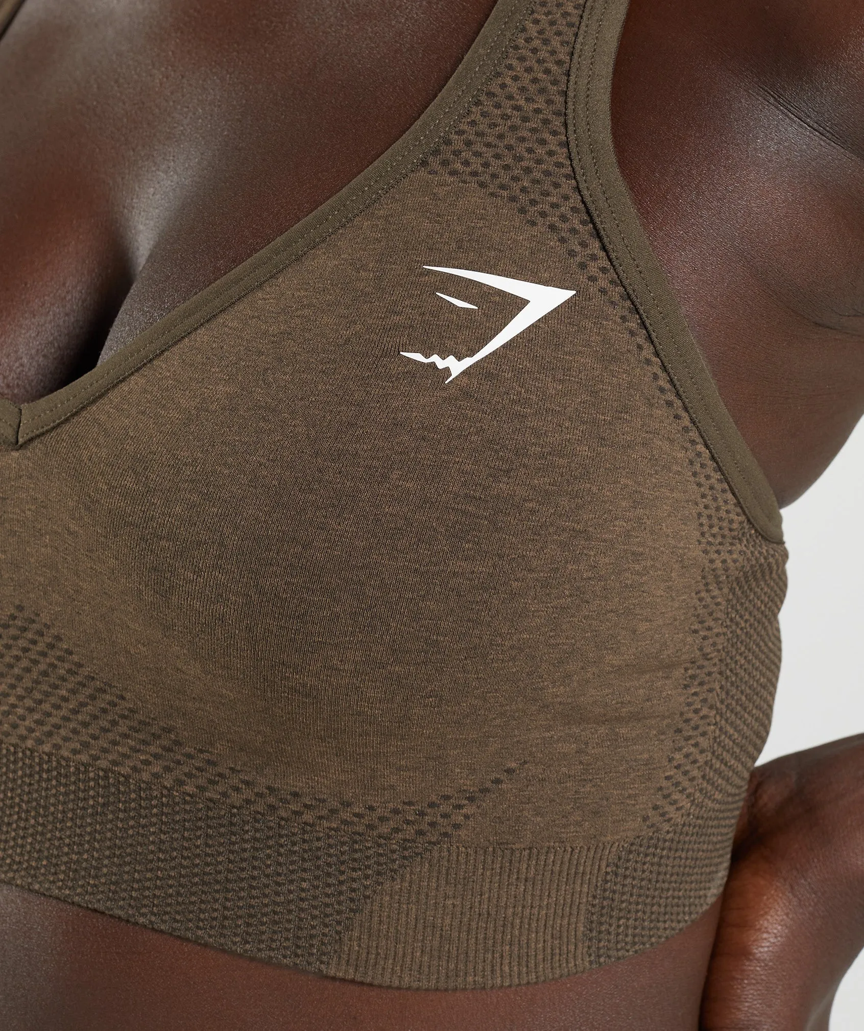 Gymshark Vital Seamless 2.0 V Neck  Sports Bra - Espresso Marl