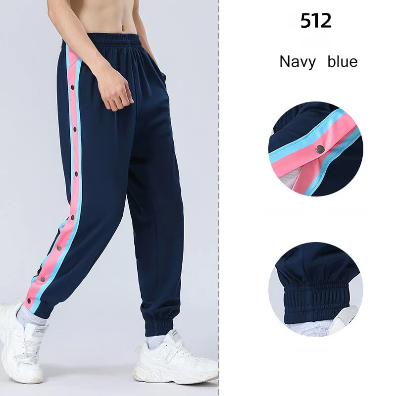 Men and Women Sports Trousers Male Basketball Training Full Open-breasted Autumn Loose Plue Size Buckle Foot Appearance Side