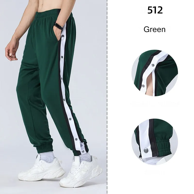 Men and Women Sports Trousers Male Basketball Training Full Open-breasted Autumn Loose Plue Size Buckle Foot Appearance Side