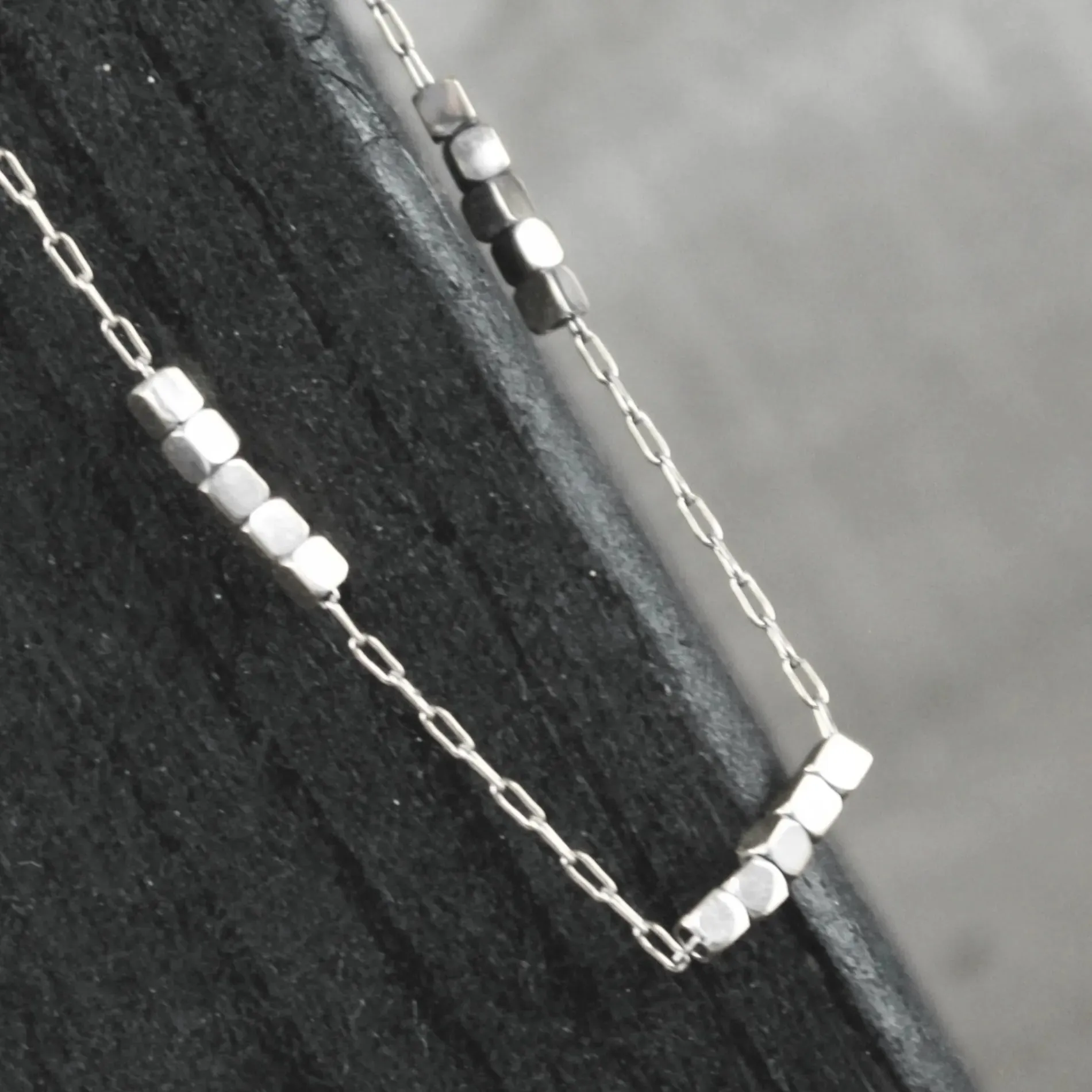 Passion Waterproof Short Square Mini Bead Necklace Silver Plating