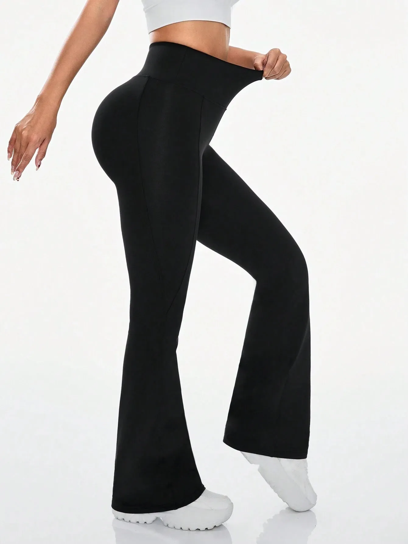 SHEIN Daily&Casual Women's Solid Color Flare Activewear Pants