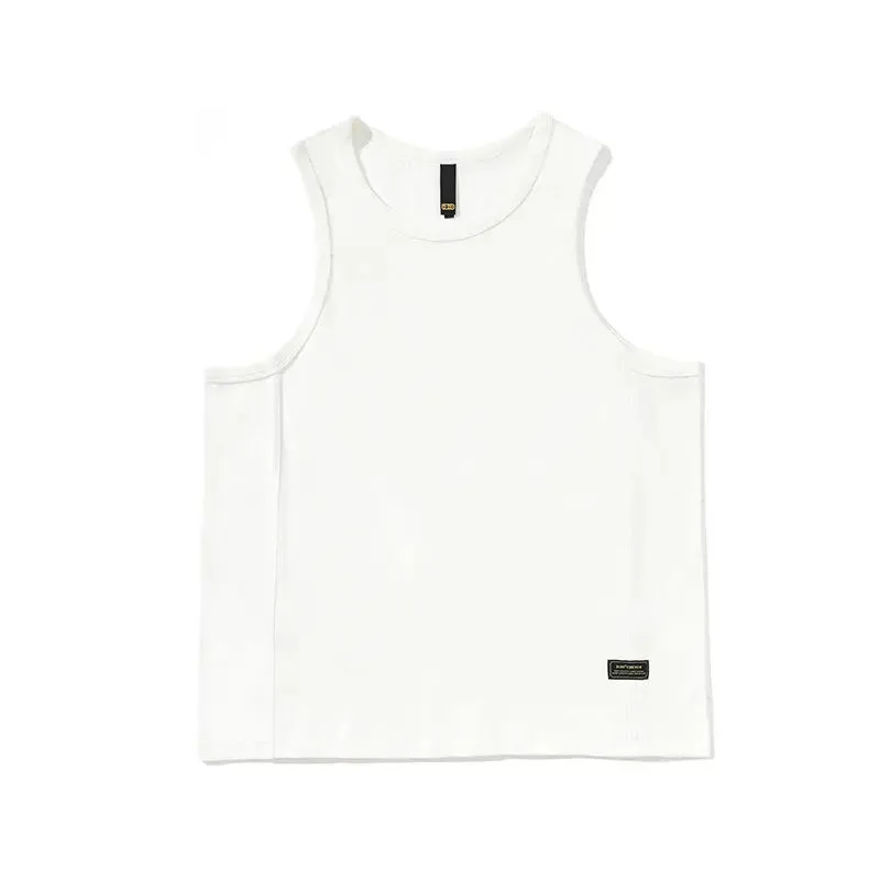 WIAOFELLAS  -  Summer Retro Solid Vest Trousers Suit Fashion Loose Casual Sports Sleeveless Bottoming Sweatshirt Trousers Set Male Clothes