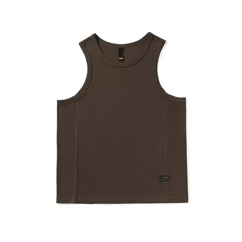 WIAOFELLAS  -  Summer Retro Solid Vest Trousers Suit Fashion Loose Casual Sports Sleeveless Bottoming Sweatshirt Trousers Set Male Clothes